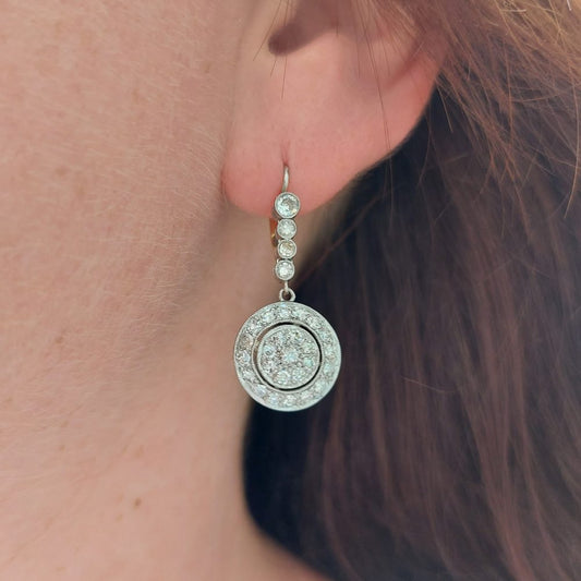 Art Deco Antique 1.80ct Diamond Drop Earrings