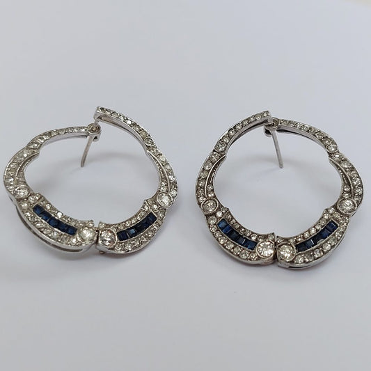 Art Deco Antique Sapphire and Diamond Earrings
