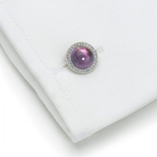 Art Deco Cartier Amethyst Diamond Cufflink Dress Set