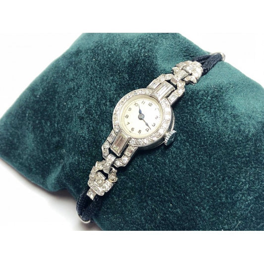 Art Deco Cocktail Diamond Platinum Watch