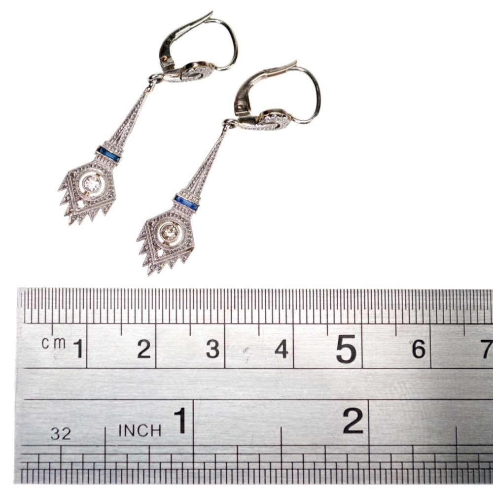 Art Deco Diamond Drop Earrings 3