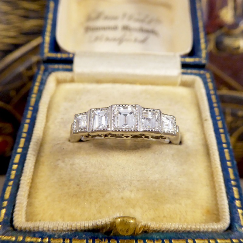 Art Deco Style 0.95ct Diamond Five Stone Ring