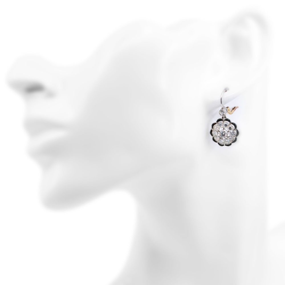 Art Deco Style Diamond and Onyx Earrings