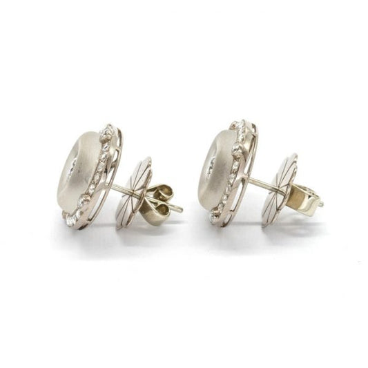 Art Deco Style Rock Crystal & Diamond Earrings