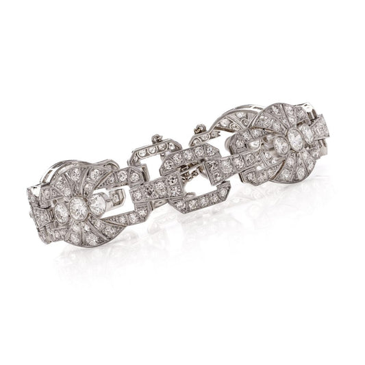 Art Deco Platinum Diamond Plaque Bracelet 9.60cts