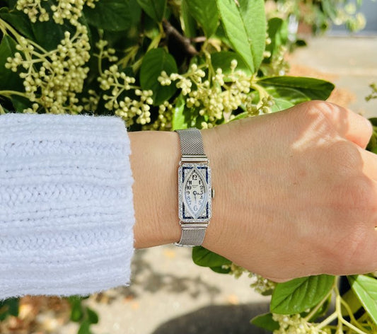 Audemars Piguet Art Deco Cocktail Watch with Sapphires and Diamonds