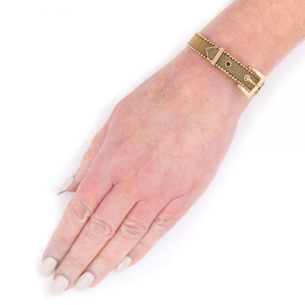 Antique Victorian Gold Mesh Belt Buckle Bracelet circa 1880