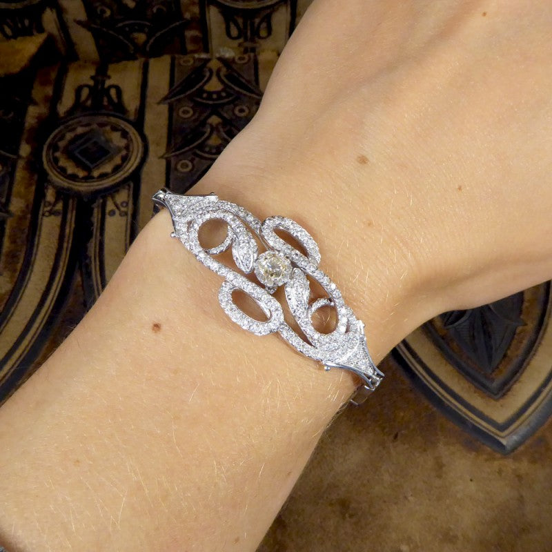 Contemporary Diamond Set Double Snake Bracelet