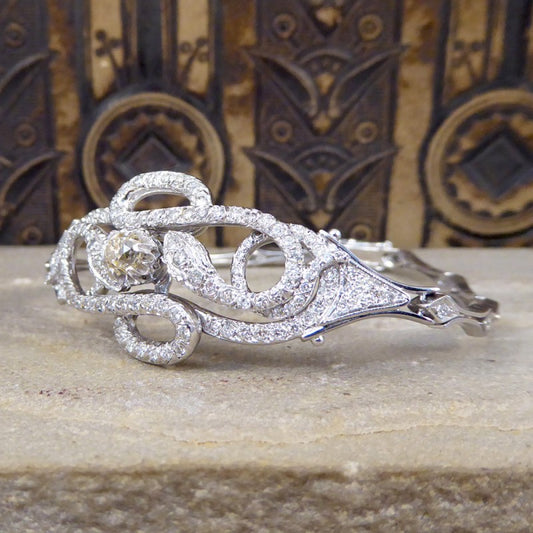Contemporary Diamond Set Double Snake Bracelet