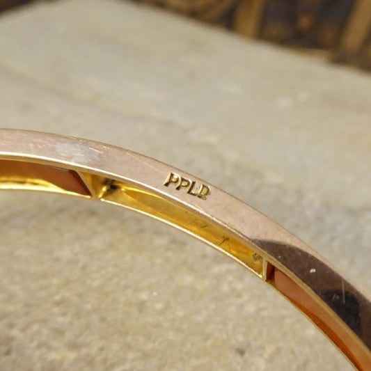 Antique Edwardian Panelled Cornelian Rose Gold Bangle