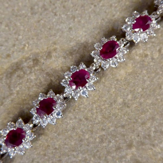 Ruby and Diamond Cluster Bracelet