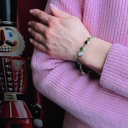 Giuliano 18 Carat Gold Victorian Bracelet With Enamel, Sapphires And Moonstones