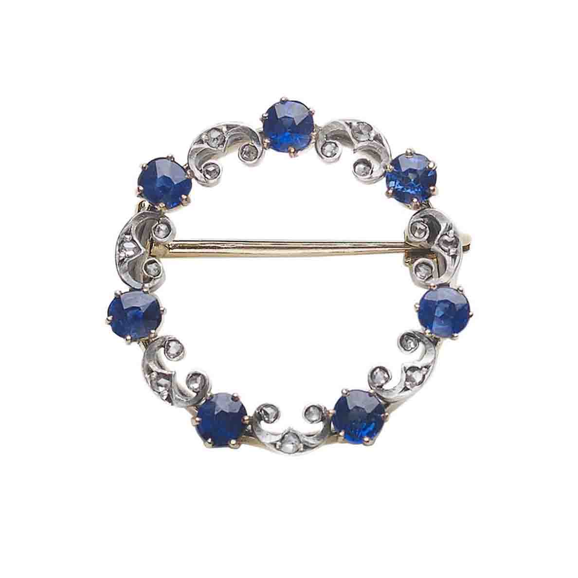 Antique Victorian Sapphire & Diamond Circle Brooch