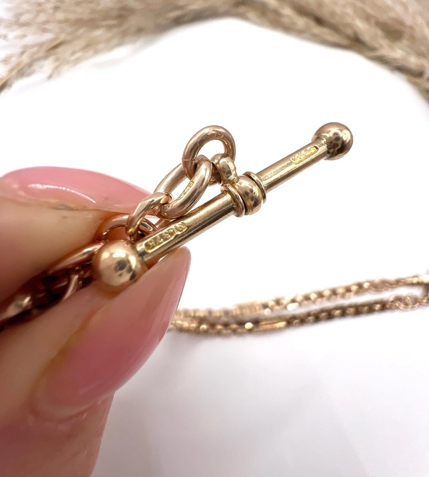 Edwardian Antique 9ct Rose Gold Paperclip Link Albert Chain Necklace