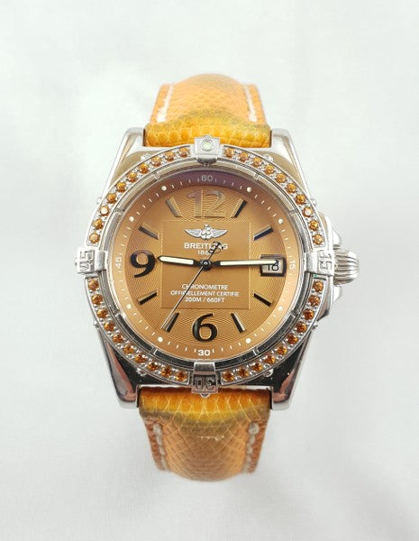 BREITLING A77348 Ladies Watch 35mm Quartz Orange Sapphire Bezel