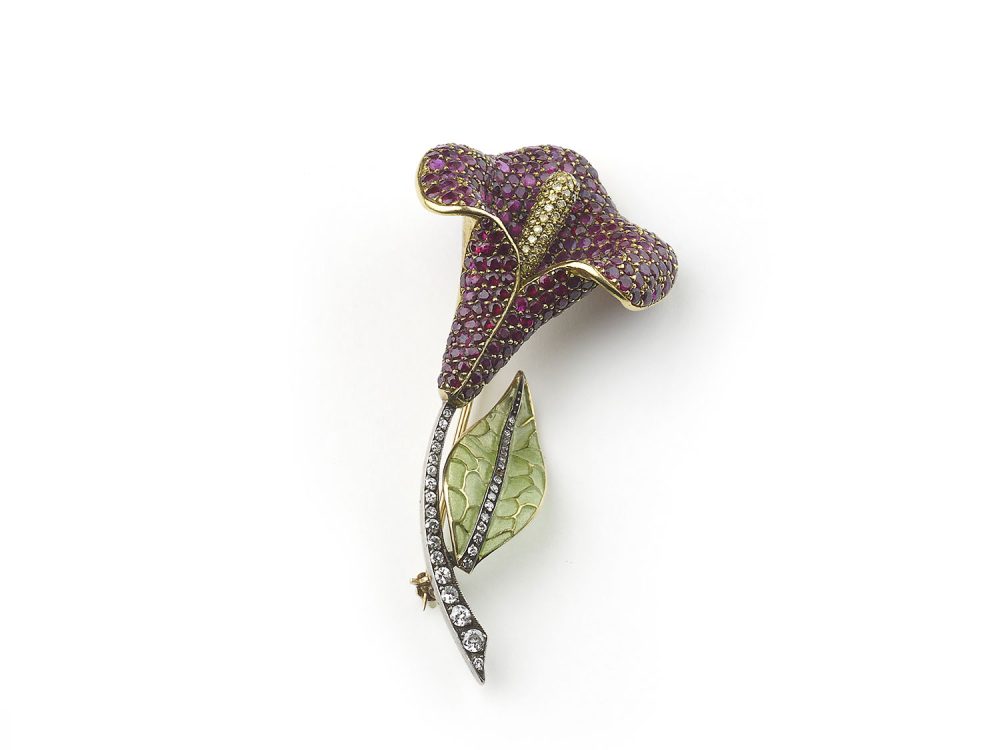 Ruby and Diamond Calla Lily Brooch