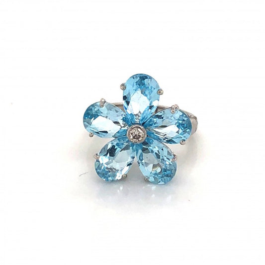 Blue Topaz Flower Ring