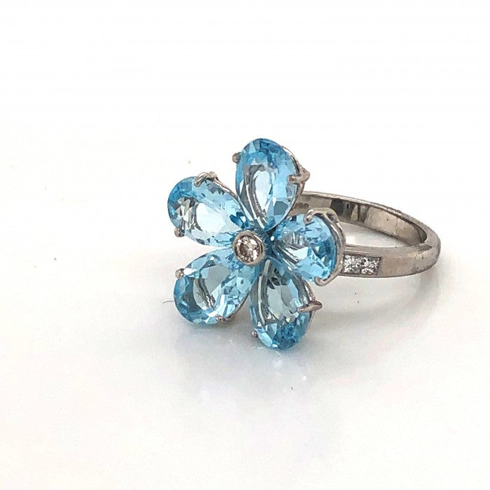 Blue Topaz Flower Ring