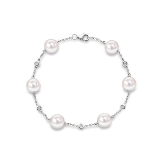 Akoya Pearl and Diamond Bracelet in 18ct White Gold