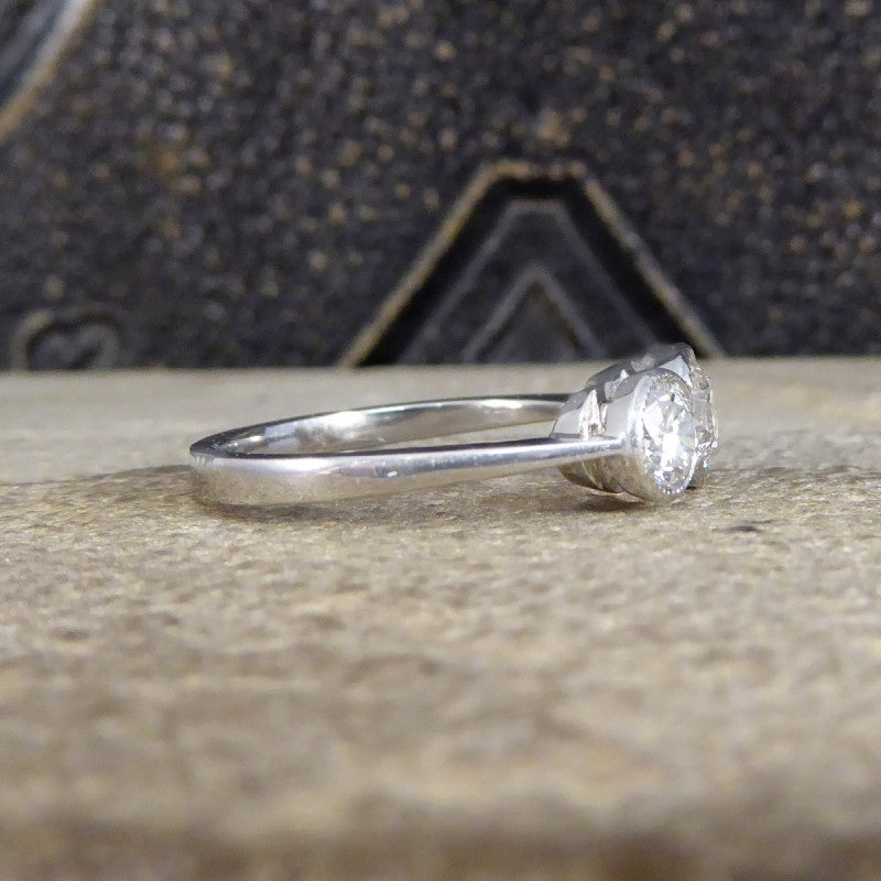 Brilliant Cut Diamond Collar Set Three Stone Ring, 1.45ct