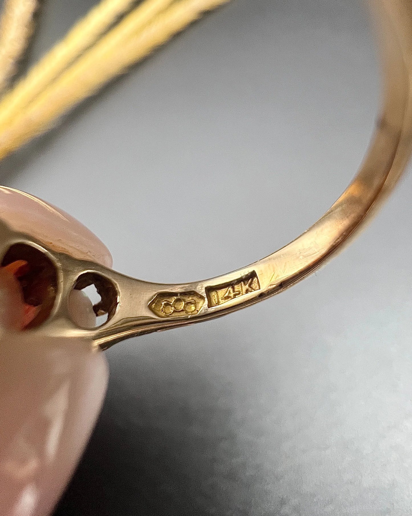 Antique 14ct Yellow Gold Stamped, 1920s Opal & Diamond Five Stone Ring