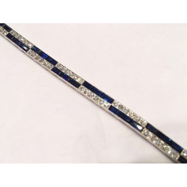 CALDWELL ART DECO DIAMOND AND SAPPHIRE PLATINUM BRACELET, CIRCA 1935