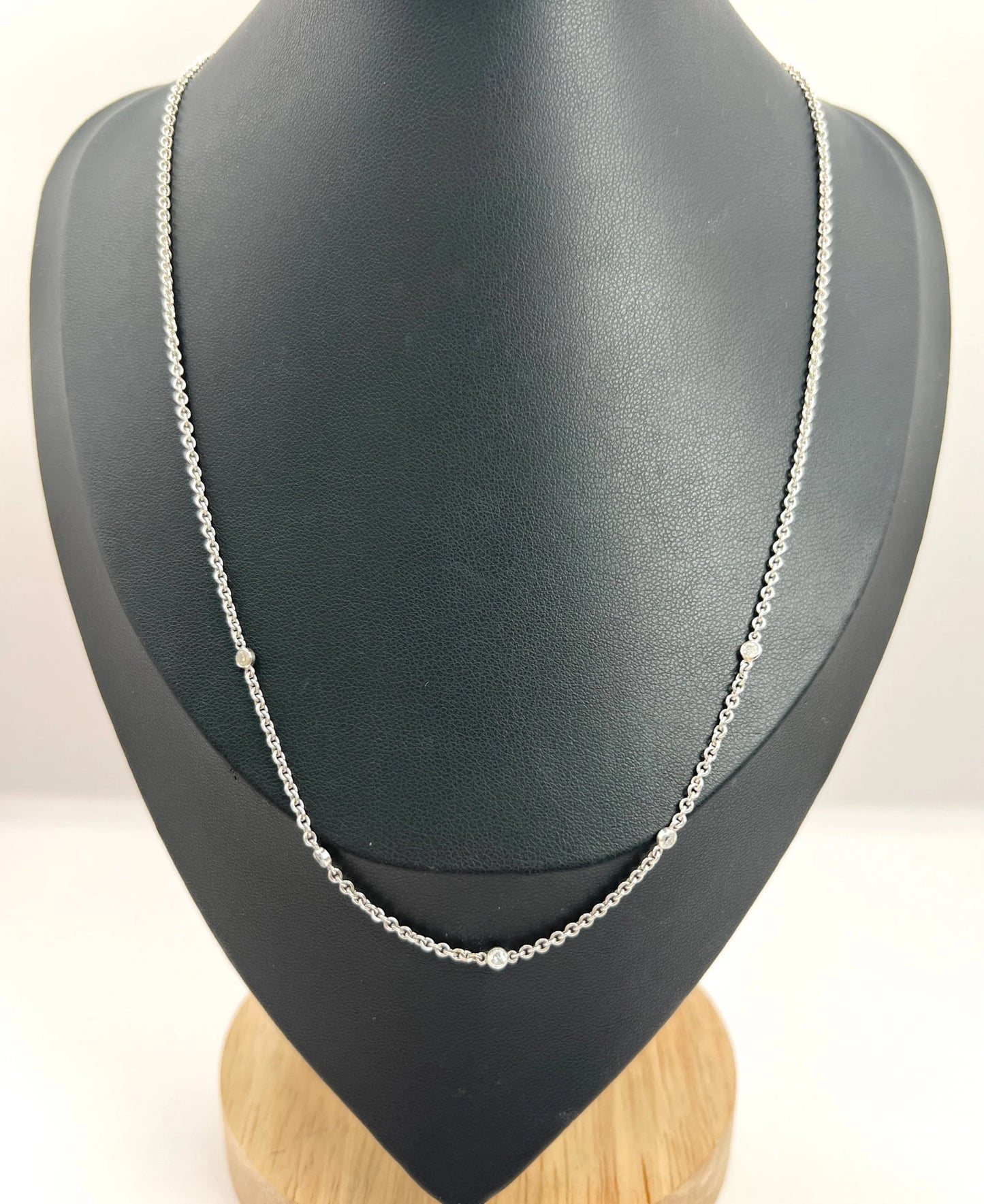 Vintage 18 ct White Gold Diamond Set Trace Link Chain With Lobster Clasp