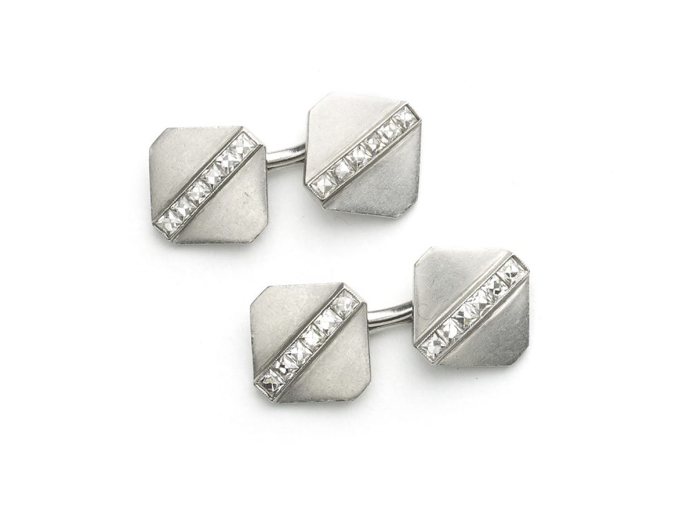 Antique Art Deco Tiffany Platinum and Diamond Cufflinks