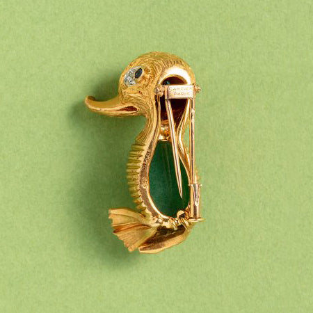 Vintage Cartier Gem Set 18ct Yellow Gold Duck Brooch