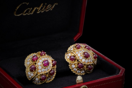 Cartier Ruby and Diamond Vintage Clip Earrings