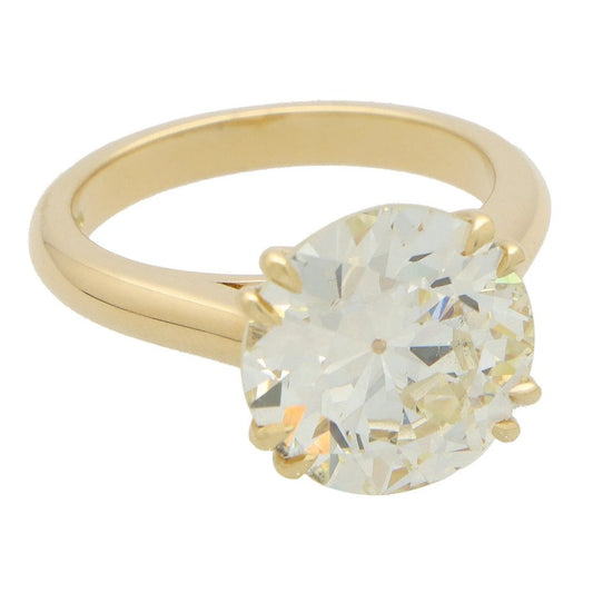 Certified 7.01ct Old Cut Diamond Solitaire Ring