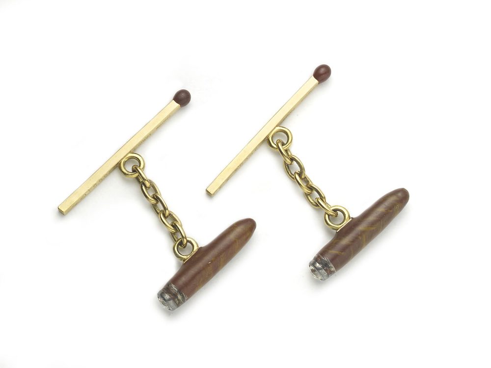 Antique Art Deco Cartier Cigar and Match Cufflinks