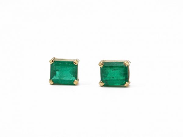 Colombian Emerald 18ct Gold Stud Earrings