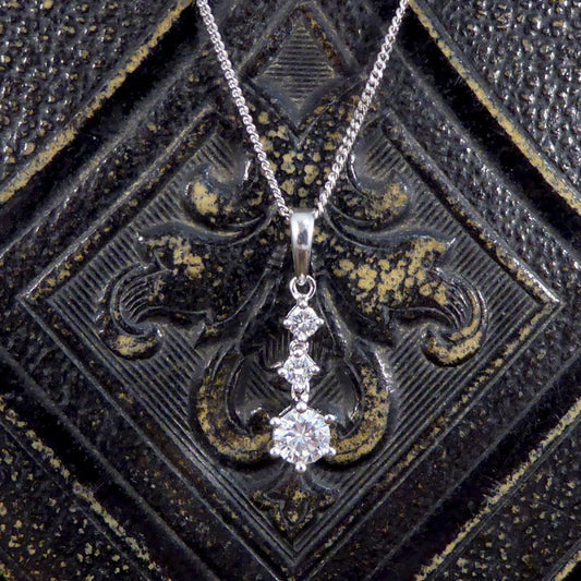 Contemporary 0.68ct Diamond Triple Drop Pendant Necklace