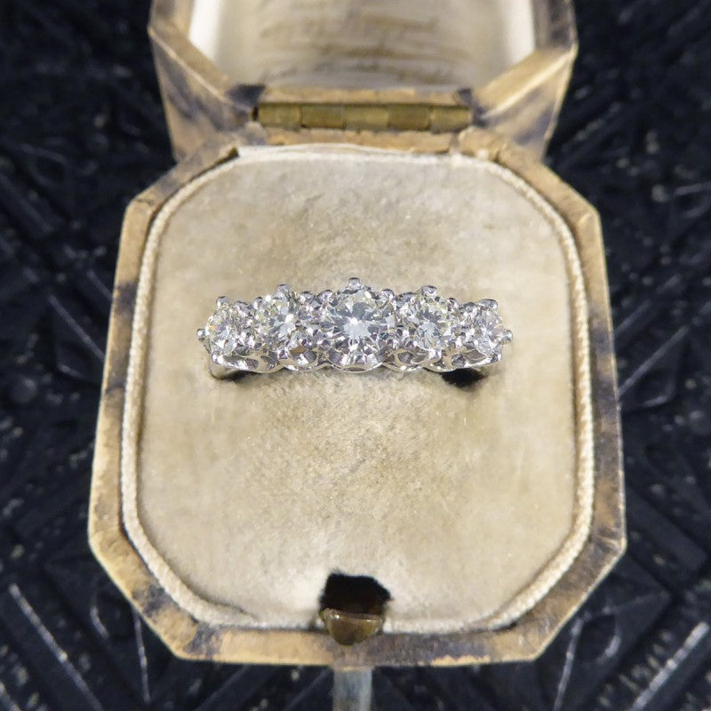 Contemporary 1.20ct Diamond Five Stone Ring with Diamond Shoulders