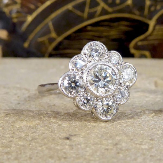 Contemporary 1.52ct Diamond Kite Cluster Ring