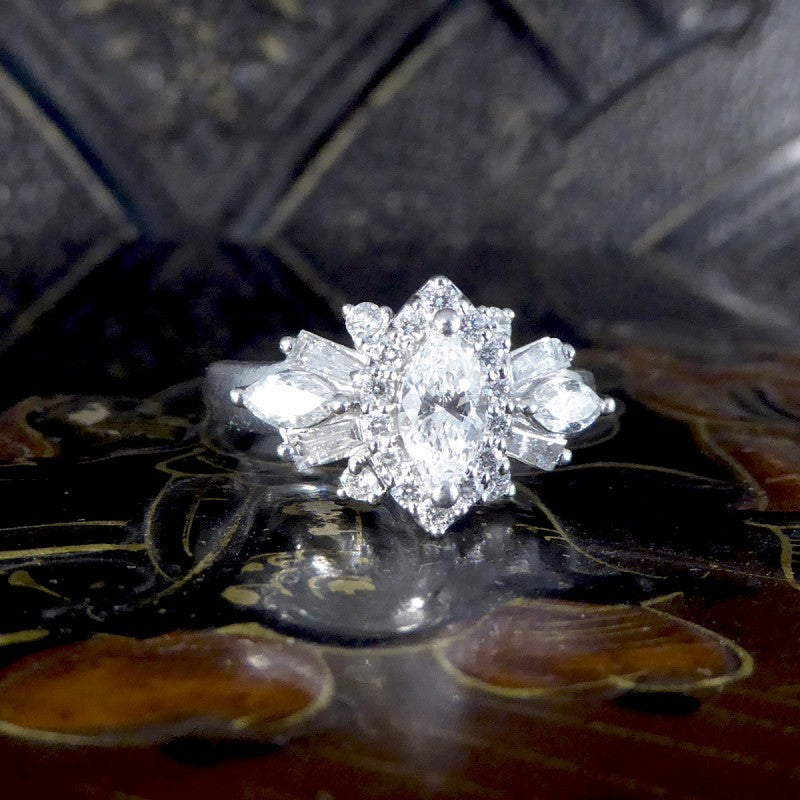 Contemporary 1ct Diamond Marquise Cluster Dress Ring