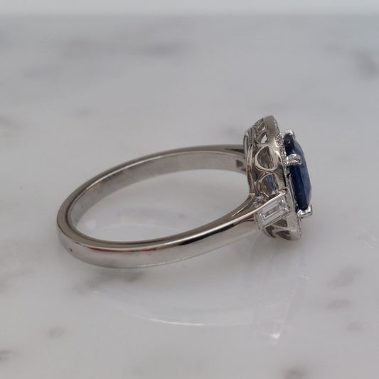 Cushion 1.40ct Sapphire and Diamond Cluster Ring