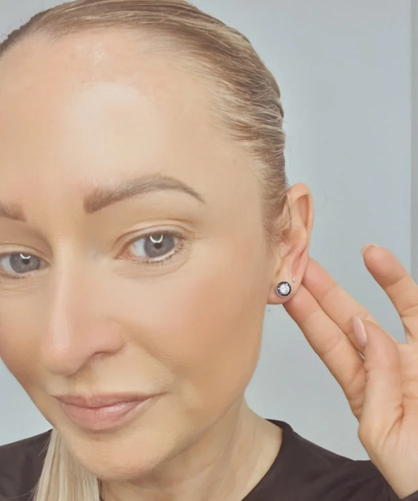 Art Deco Diamond and Sapphire Target Cluster Stud Earrings