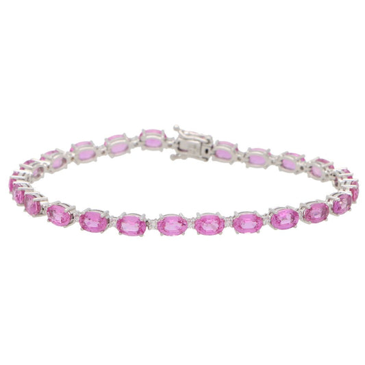 18ct White Gold Pink Sapphire and Diamond Bracelet