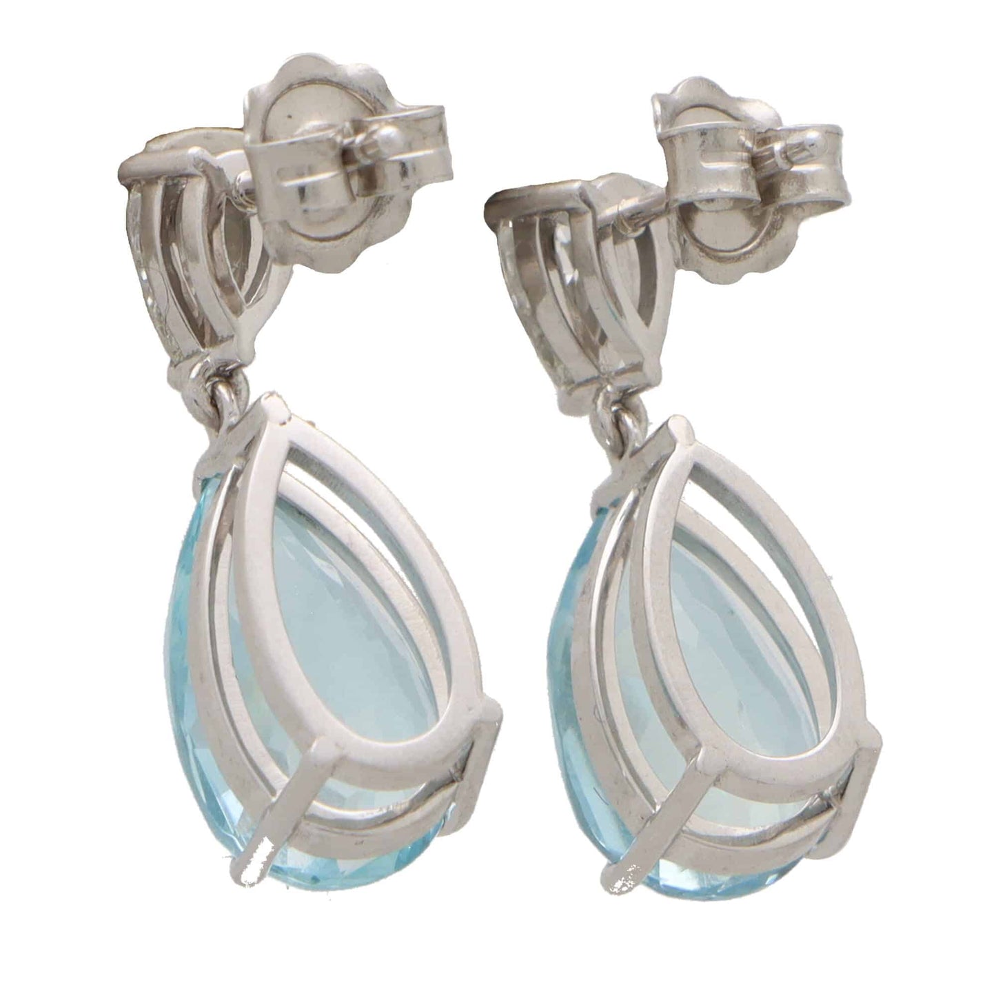 9.66ct Pear Cut Aquamarine and Diamond Drop Earrings with GIA Certificates