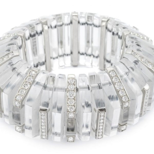 Diamond and Rock Crystal Bangle Bracelet