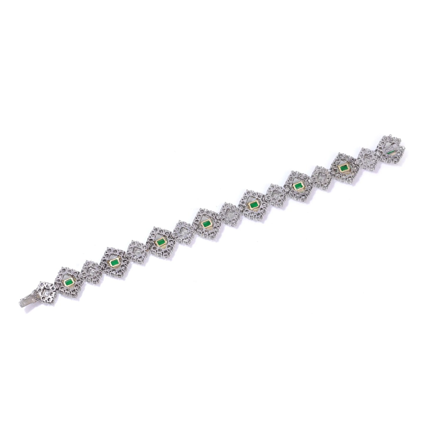 Fine Vintage Emerald and Diamond Bracelet 8ct Diamonds, 4ct Emeralds