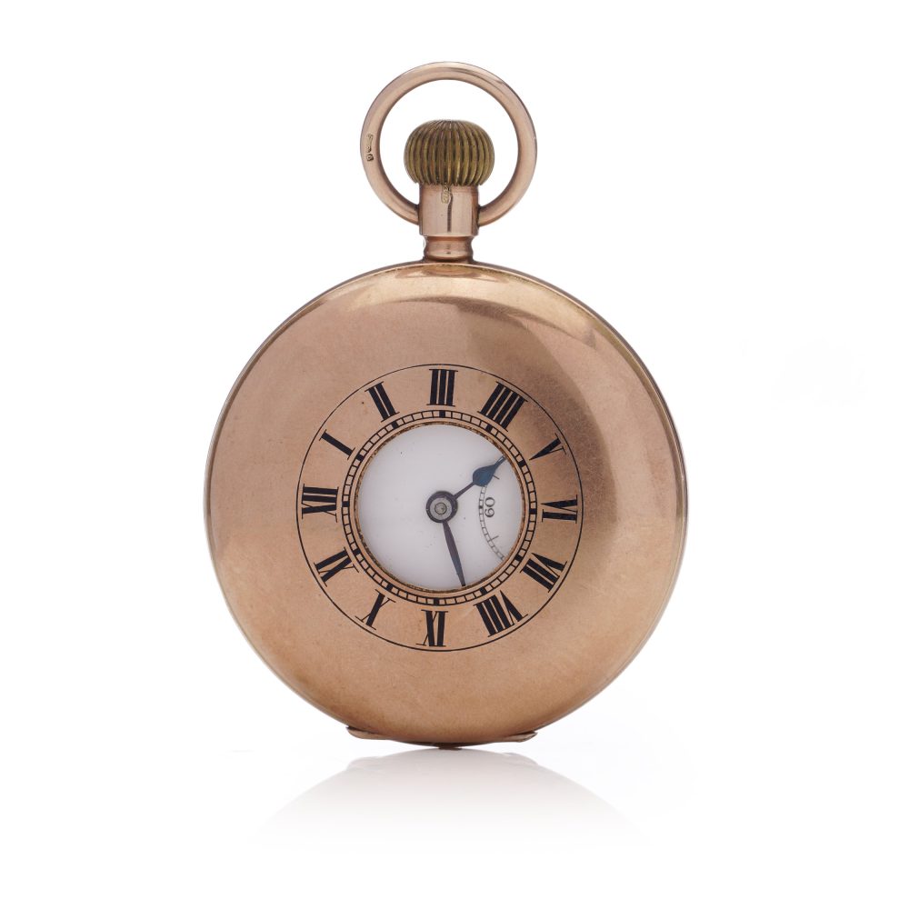 Antique 9ct Rose Gold Half Hunter Pocket Watch