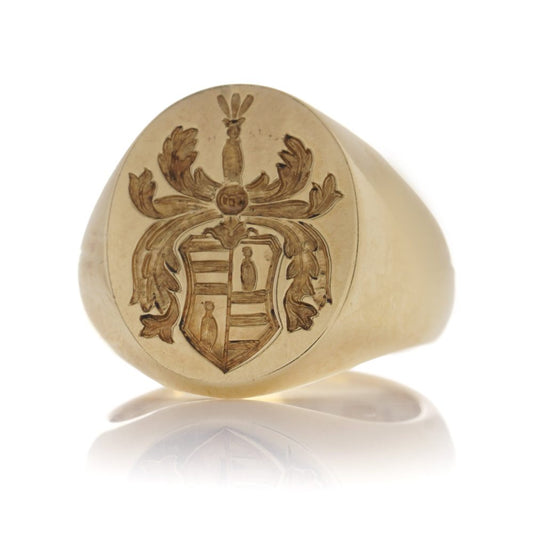 Vintage 18ct Yellow Gold Signet Ring with Coat of Arms