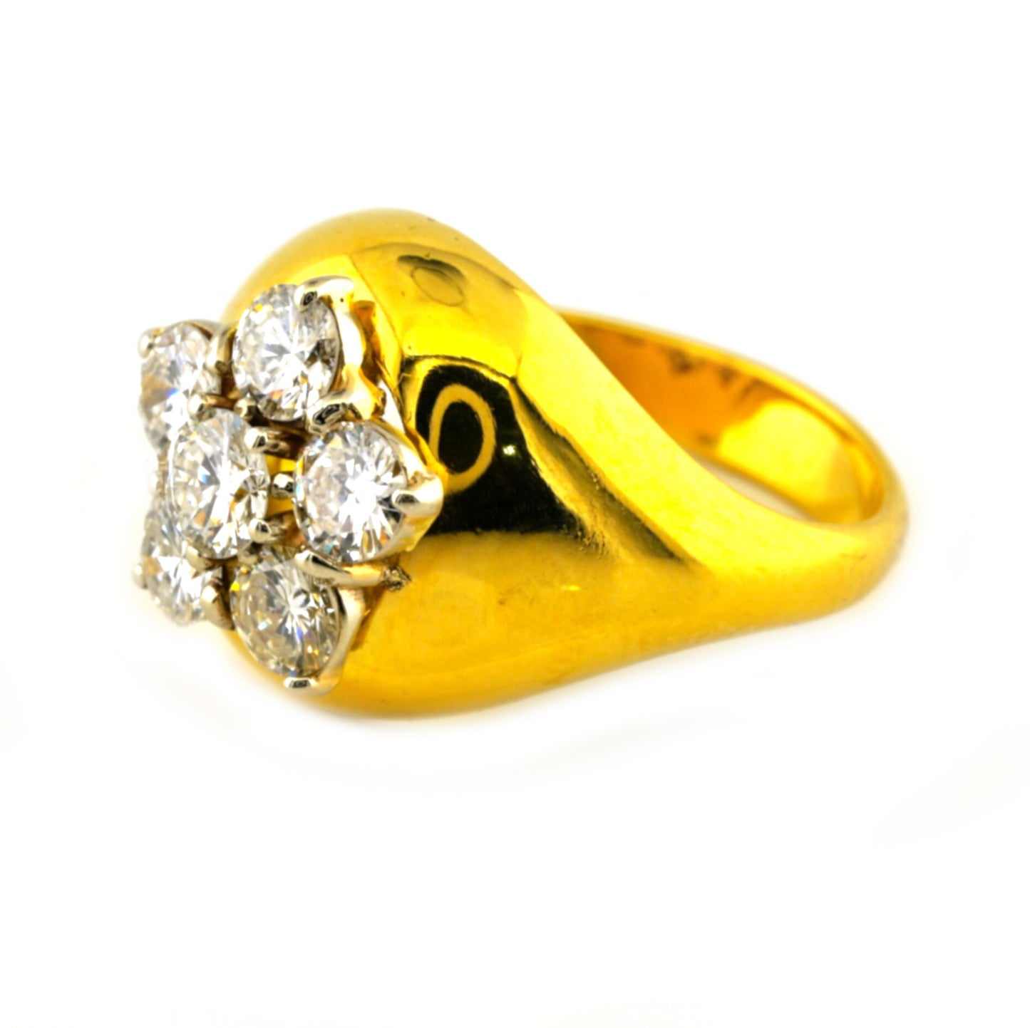 Vintage Italian 1.80ct Diamond Daisy Cluster Signet Ring