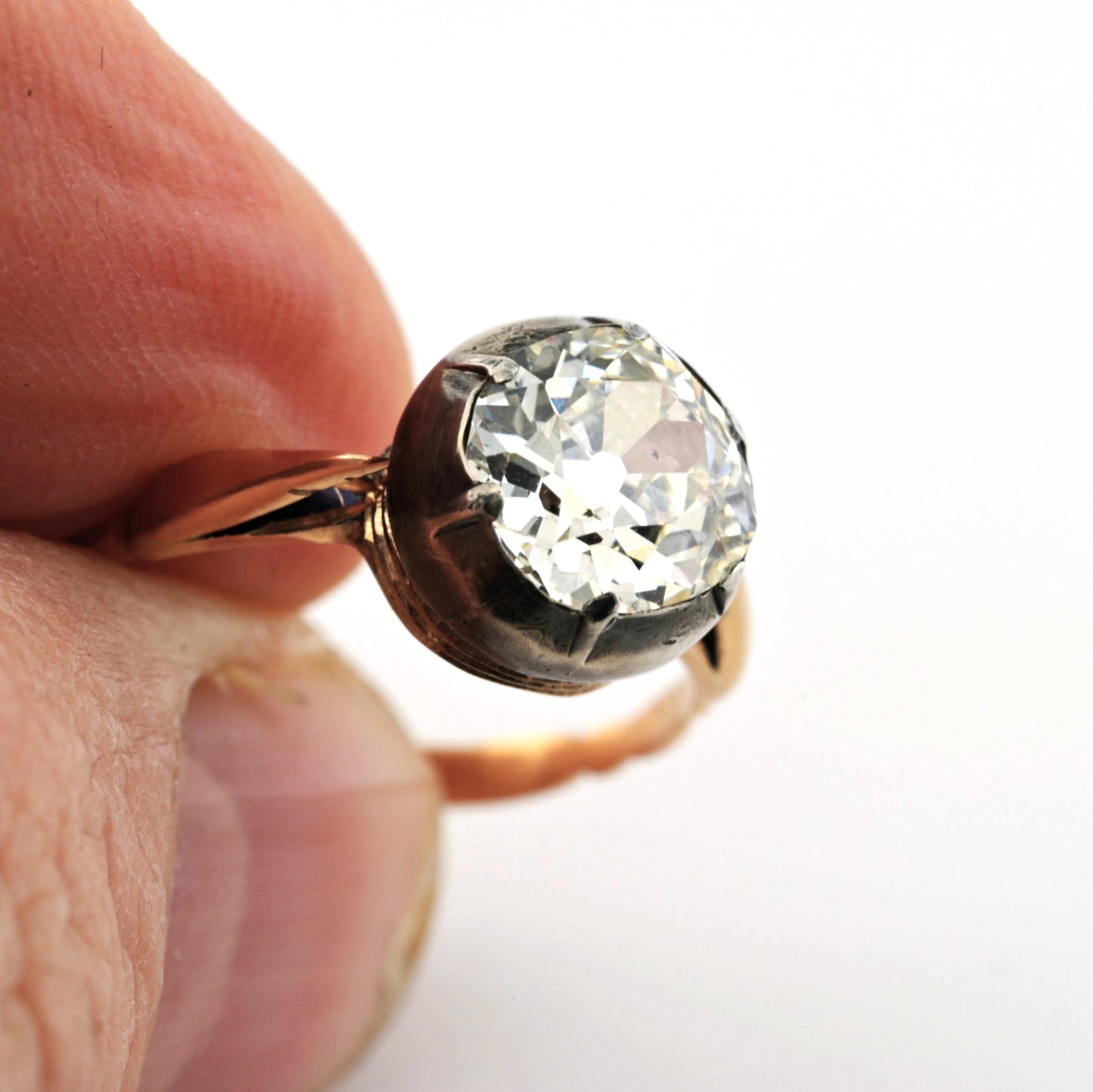 Victorian Antique 2.15ct Old Mine Cut Diamond Solitaire Engagement Ring, Circa 1860
