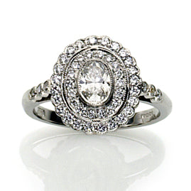 Diamond Double Row Target Platinum Ring