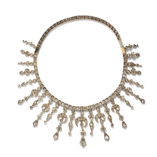 Antique Victorian Old Cut Diamond Fringe Necklace, 34.00 carats