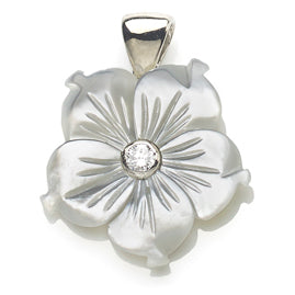 Diamond & Mother of Pearl Flower Pendant
